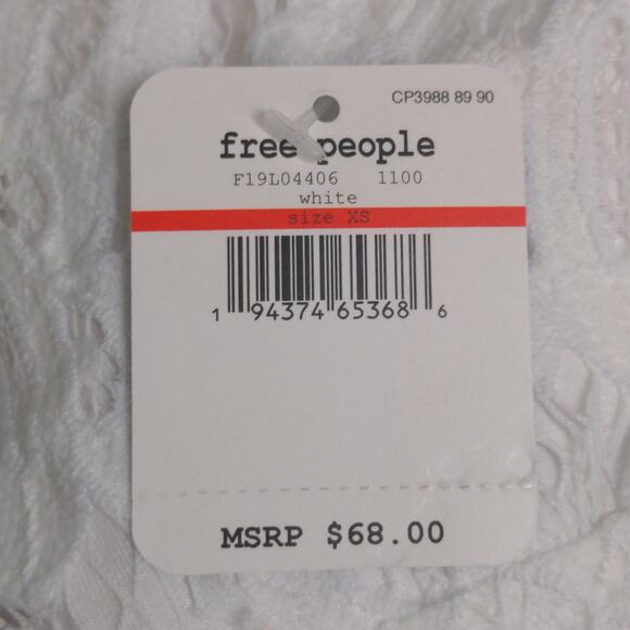 Free People Adella Cami Crochet Lace Flowy Tiered Crisscross White XS New - Picture 10 of 11